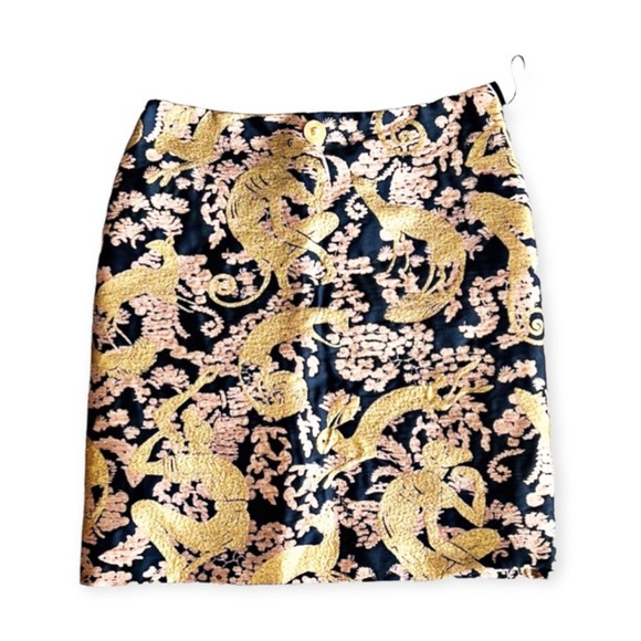 NEW Versace Jacquard Mini Skirt, Black Pink Gold, Size US 2 , EU 38 New w/Tag - Picture 12 of 12